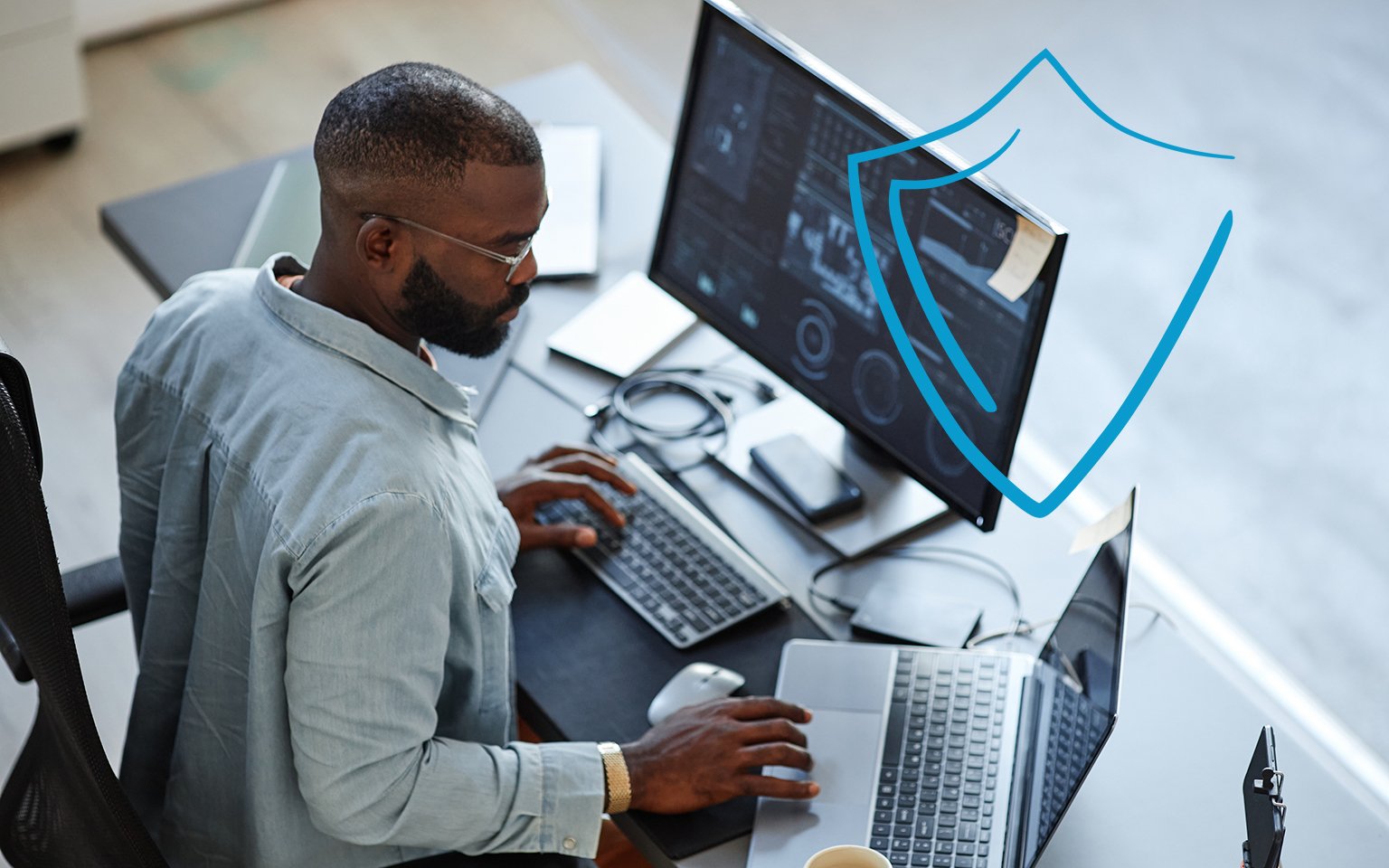 Man working on computer