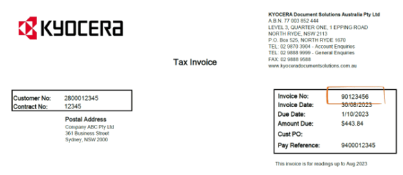 Invoice number