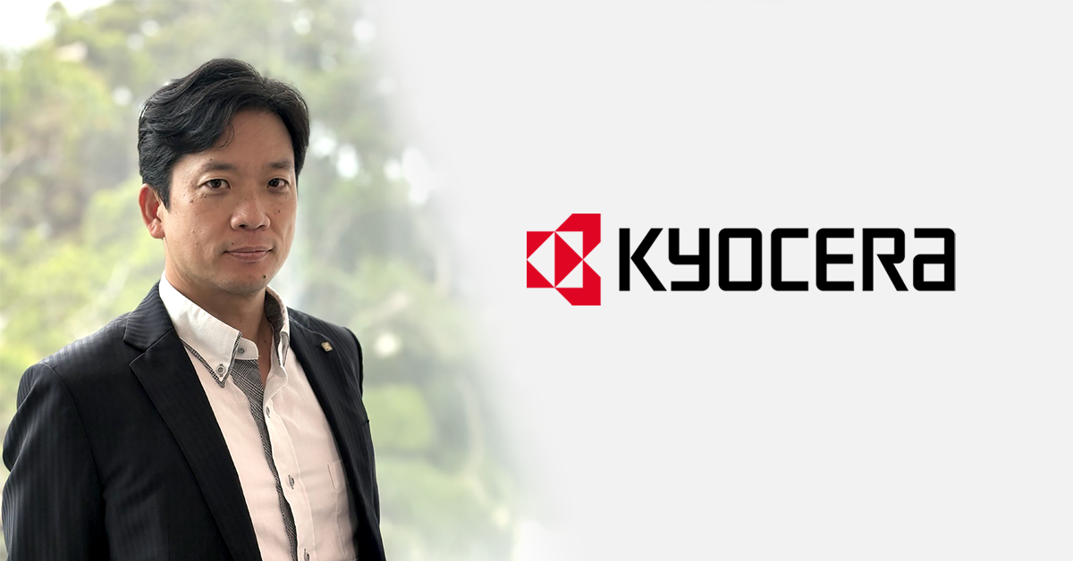 Motohiro Sato and Kyocera logo