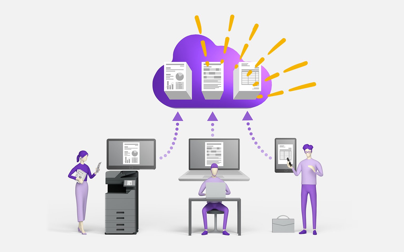 Illustration for the workers connected to the cloud