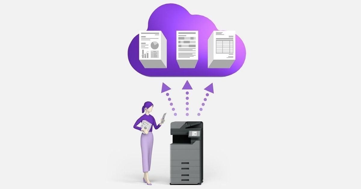 lady using scan to cloud feature