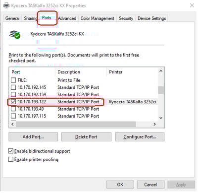 Print queue issues: IP address in properties