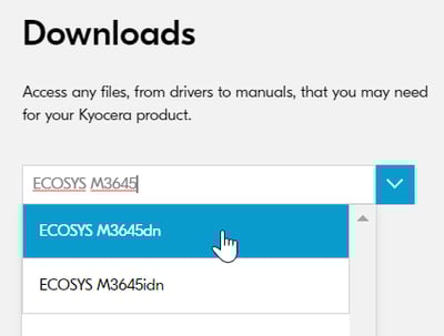 Service Centre device drop down list
