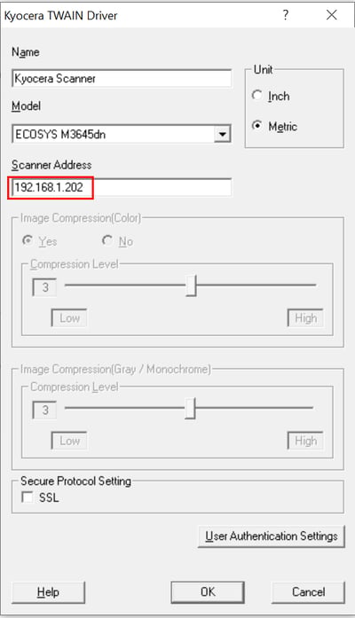 TWAIN scanner address